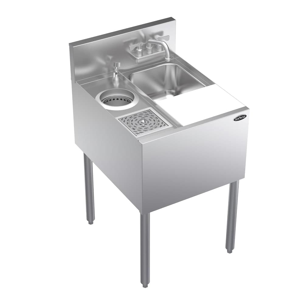 Krowne KR24-MS20 Underbar Dump Sink w/ 10" x 12" x 7" Bowl - (1) Glass Rinser, Stainless Steel