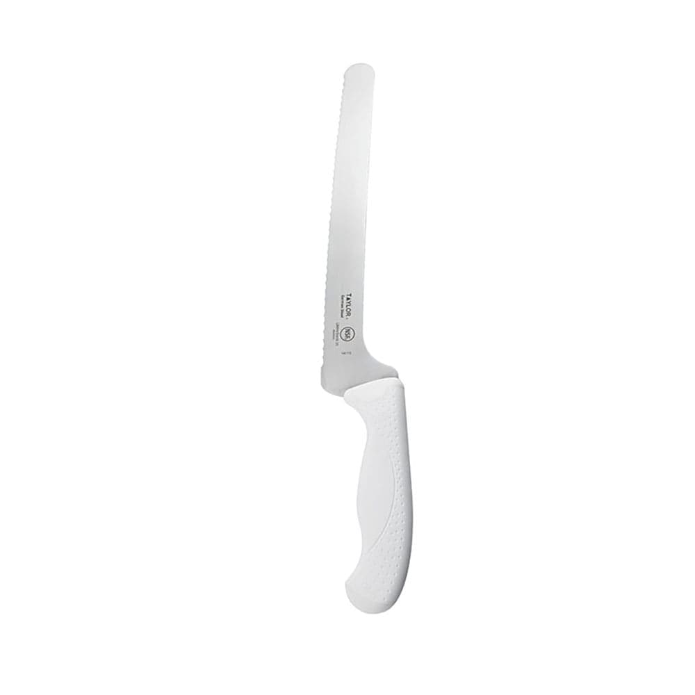 Taylor 5248369 10" Bread Knife w/ White Nylon/Silicone Handle, High Carbon German Steel