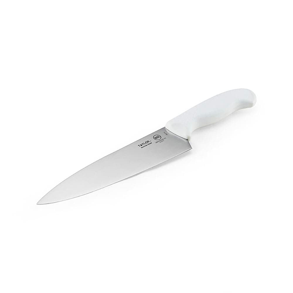 Taylor 5248371 8" Chef's Knife w/ White Nylon/Silicone Handle, High Carbon German Steel