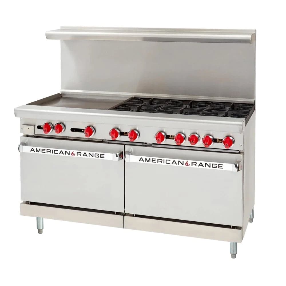 American Range AR-24G-6B 60" 6 Burner Gas Range w/ Griddle & (2) Standard Ovens, Natural Gas
