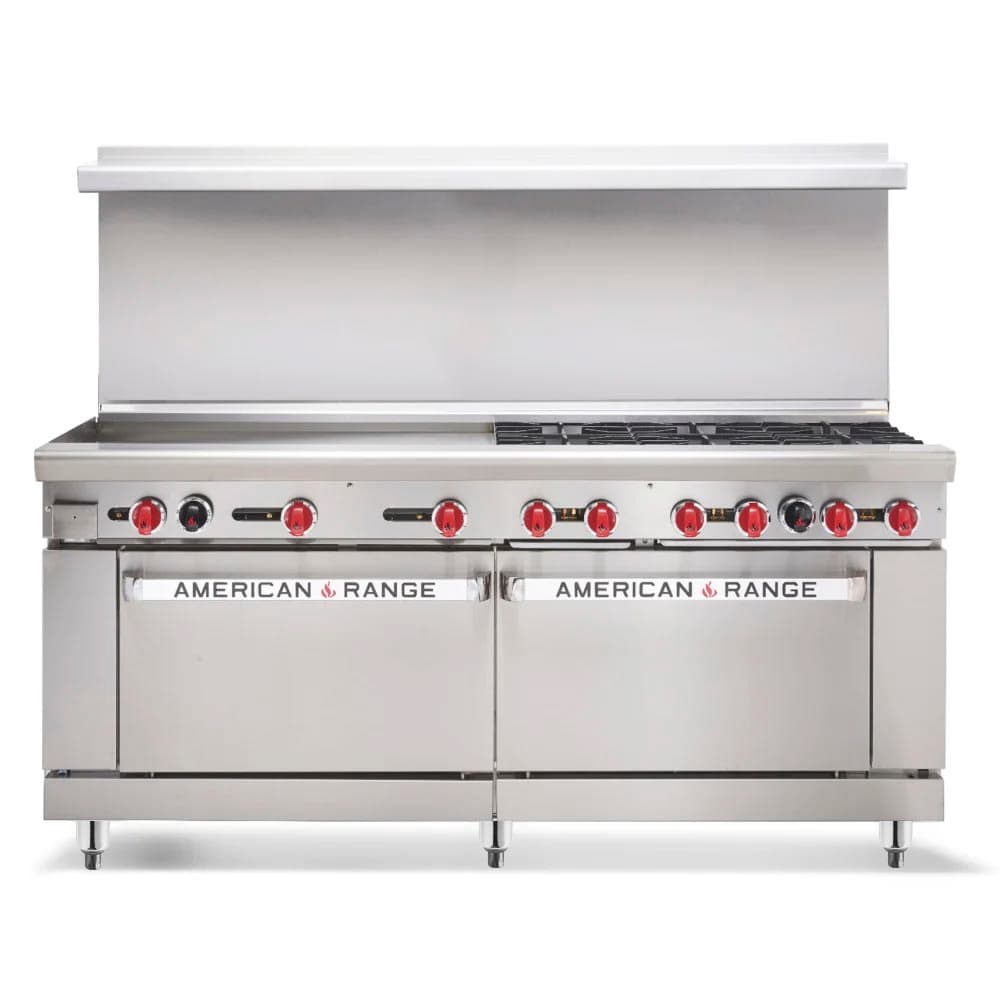 American Range AR-36G-6B-DSB 72" 6 Burner Gas Range w/ Griddle & (2) Storage Bases, Natural Gas