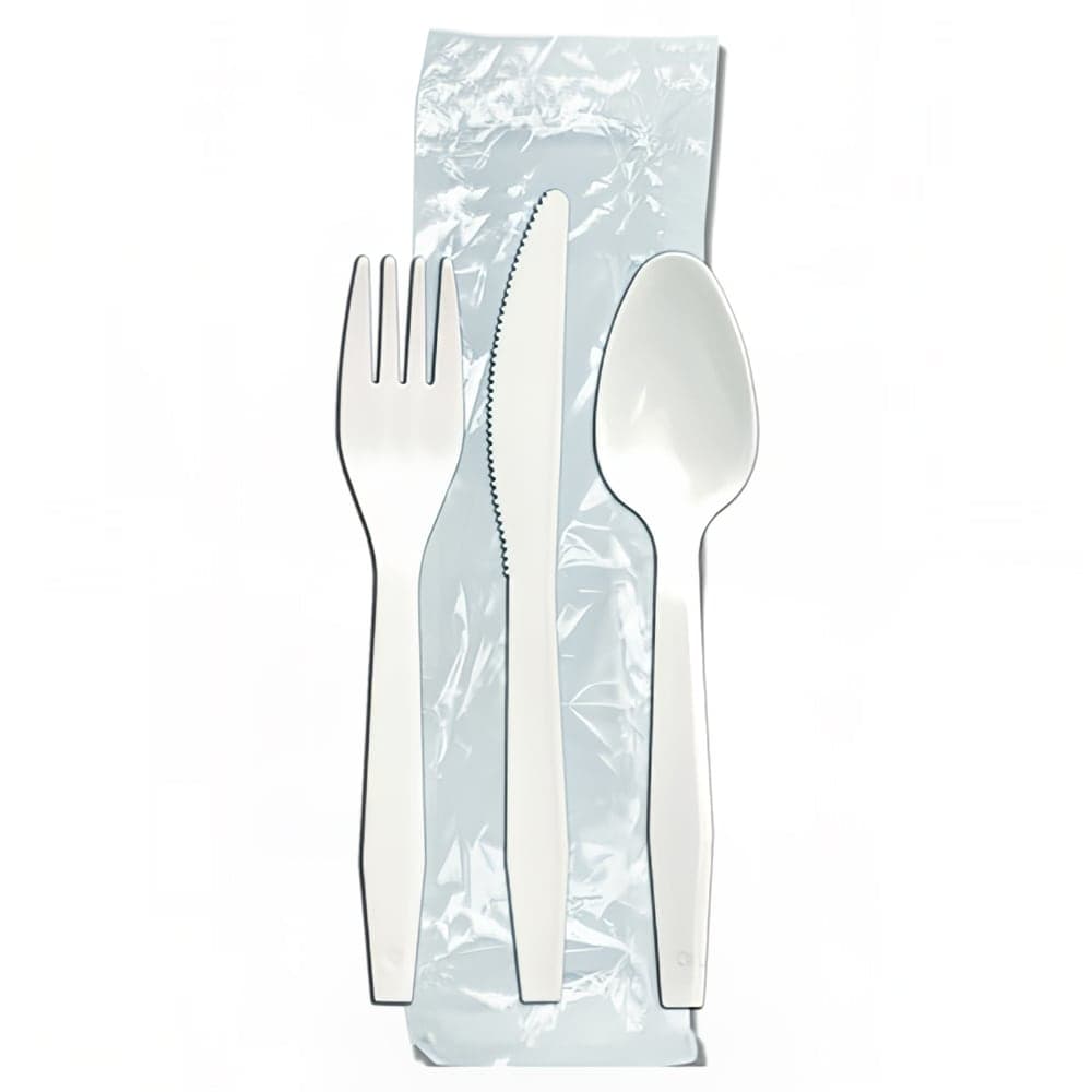 D&W Fine Pack Medium Weight Disposable Cutlery Set - Polypropylene, White (P2503PCWR)