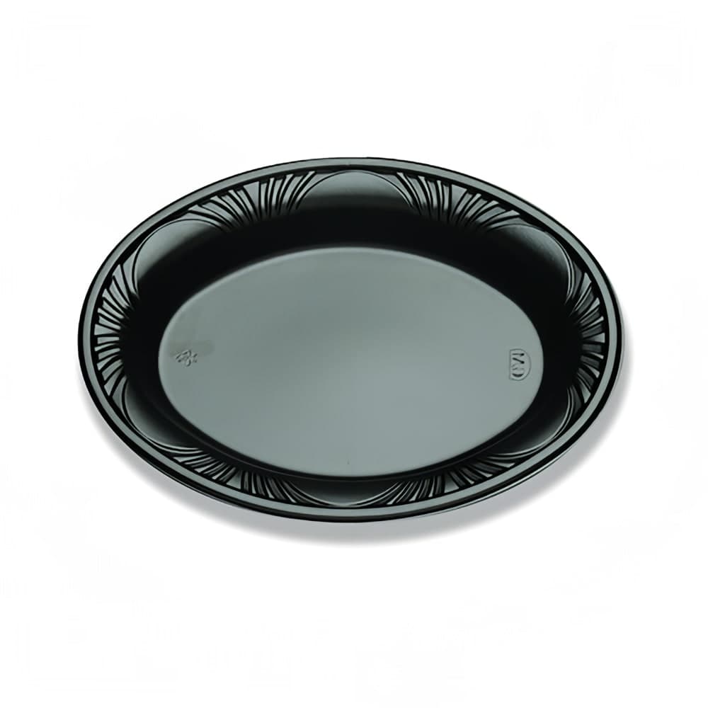 D&W Fine Pack Oval Platter - 11" x 8", Polystyrene, Black (CF8DPL-07)
