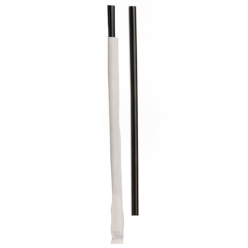 D&W Fine Pack 8 1/2" Wrapped Giant Straws - Polypropylene, Black (DSGW8-24-300E)
