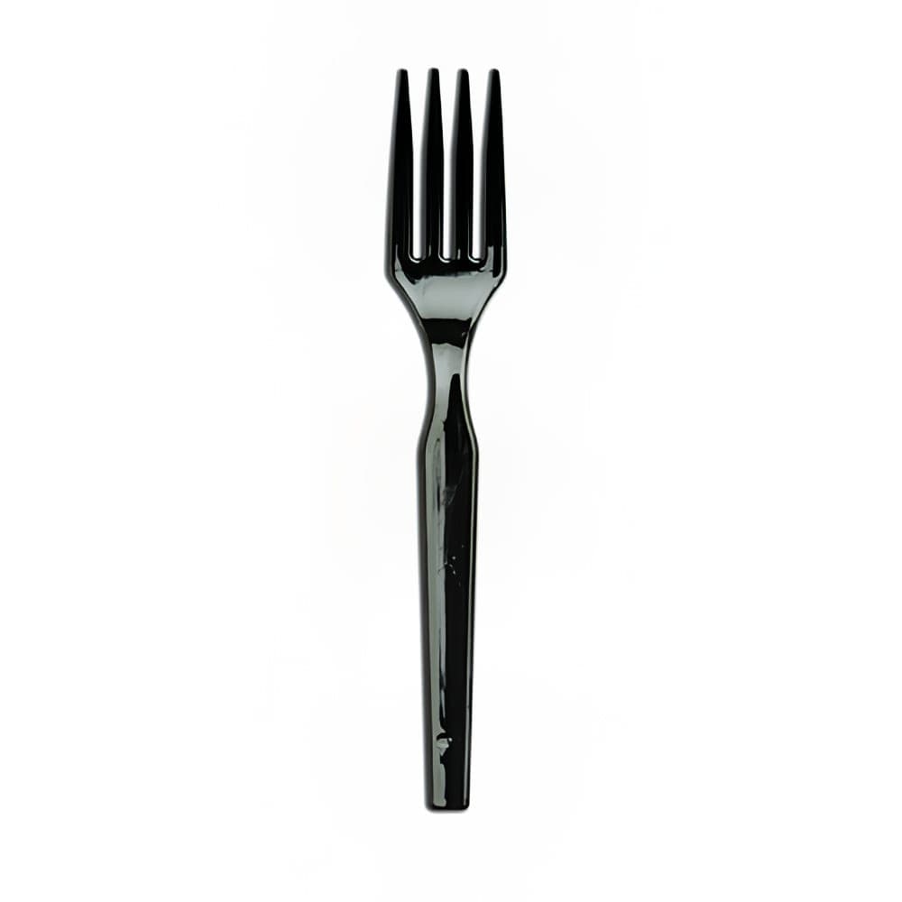 D&W Fine Pack Heavy Weight Disposable Fork - Polystyrene, Black (S1001E)