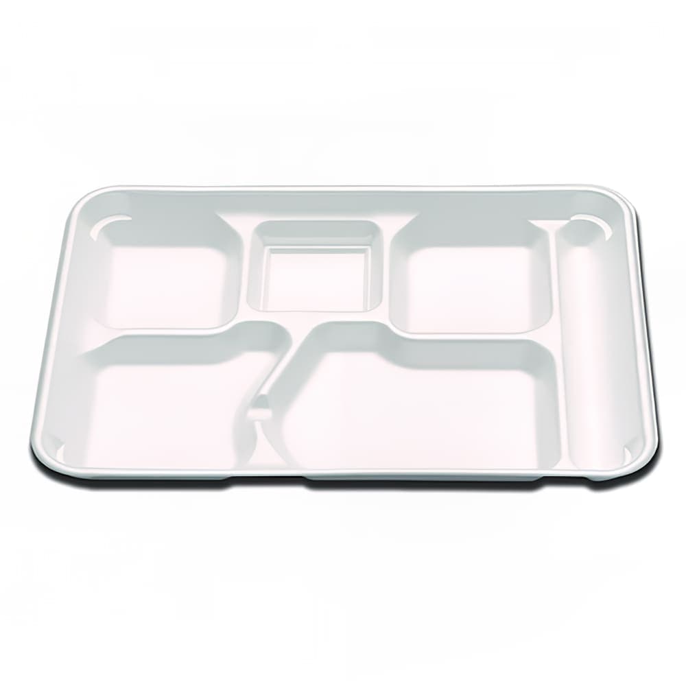 D&W Fine Pack Rectangular Foam Cafeteria Tray w/ (6) Compartments - 11 4/5" x 8 3/10" (FT6-500)