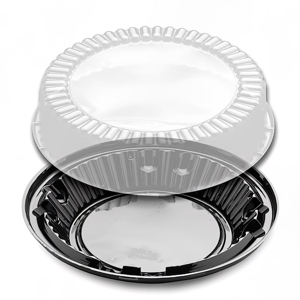 D&W Fine Pack 10" Pie Container w/ Lid - Polystyrene, Black (J45-1)