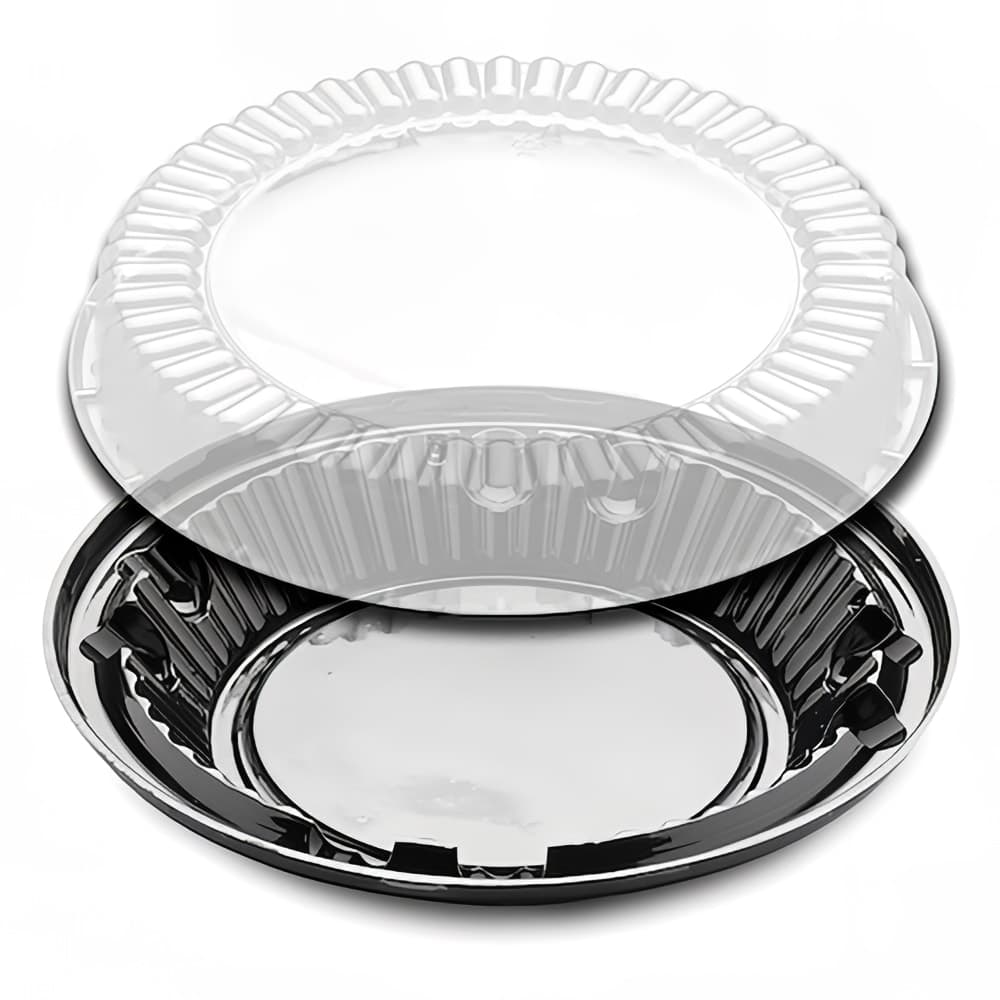 D&W Fine Pack 10" Pie Container w/ Lid - Polystyrene, Black (J44-1)
