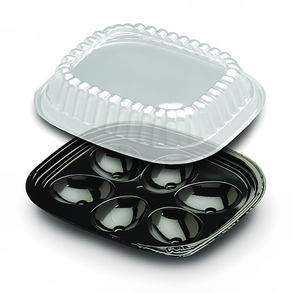 D&W Fine Pack Egg Display Tray w/ Lid - PET, Black (I15P)