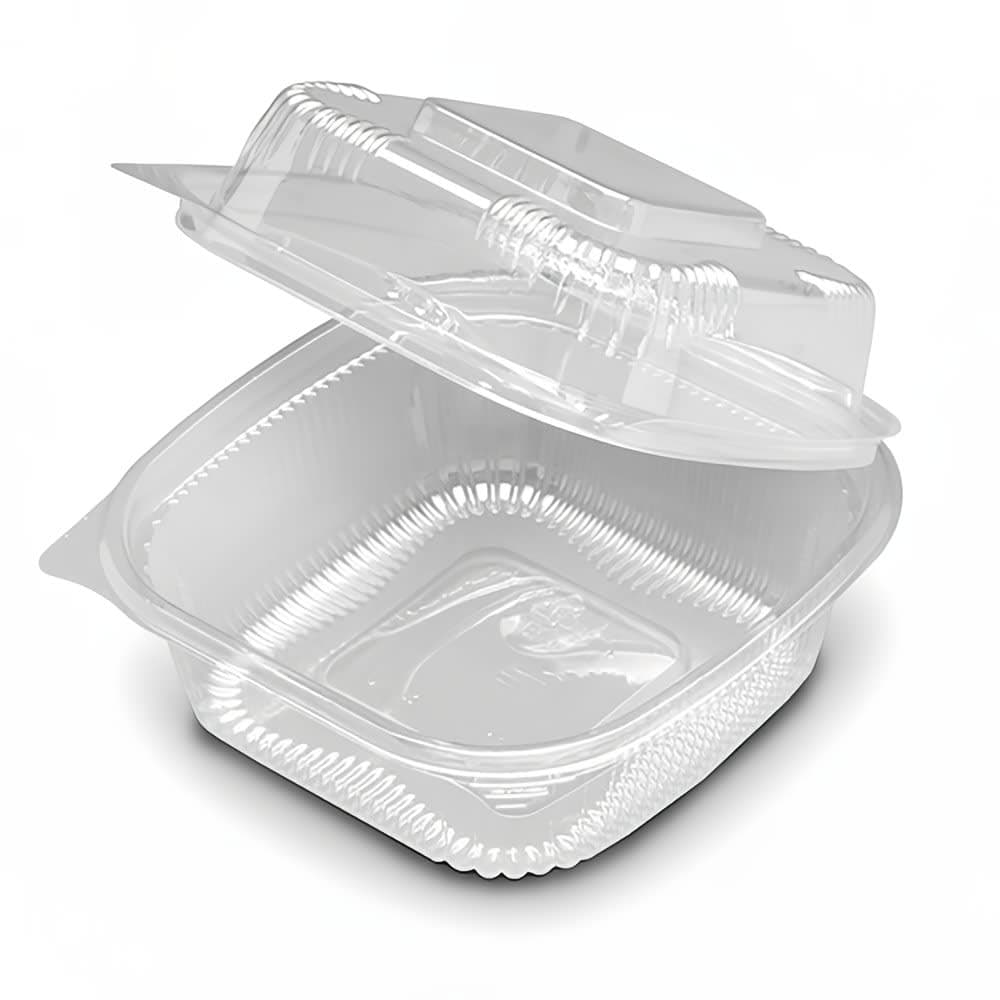 D&W Fine Pack 6 1/10" Hinged Lid Food Container - Polystyrene, Clear (N20)