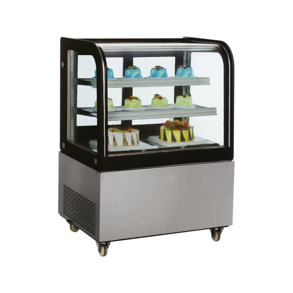 Omcan 47 1/4" Full Service Bakery Display Case w/ Curved Glass - (3) Levels, 110v (40519)