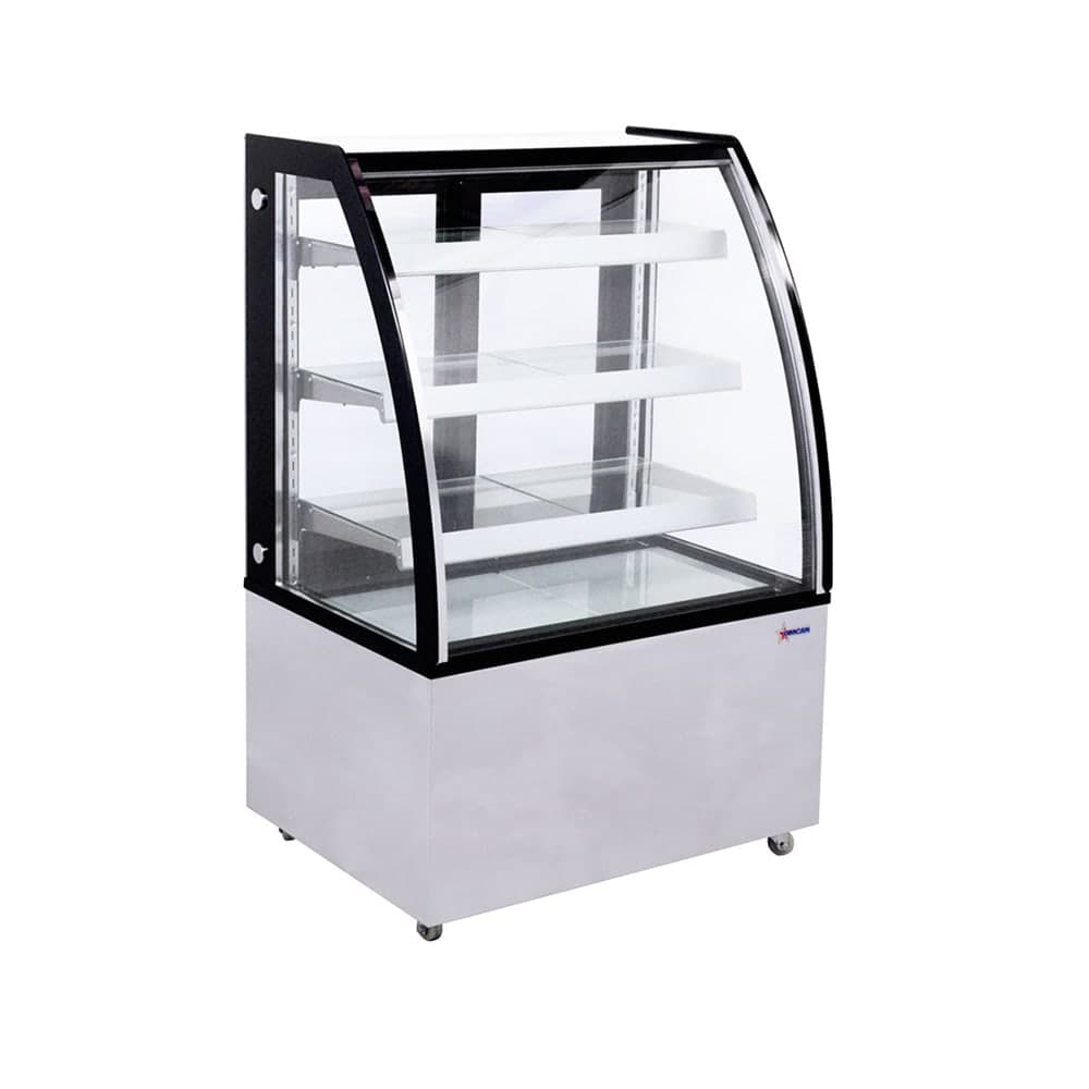 Omcan 36" Full Service Bakery Display Case w/ Curved Glass - (4) Levels, 110v (44387)