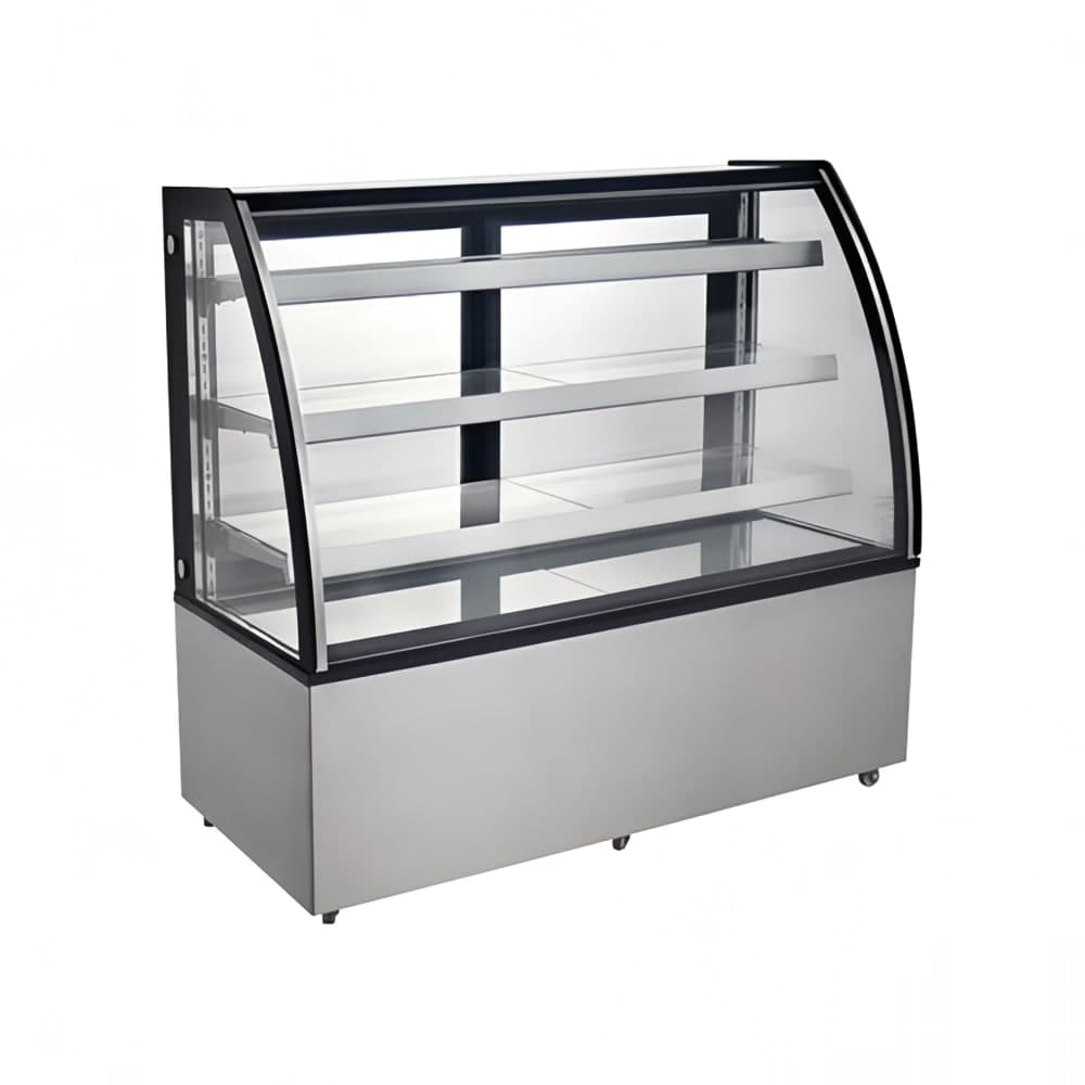 Omcan 60" Full Service Bakery Display Case w/ Curved Glass - (4) Levels, 110v (44503)