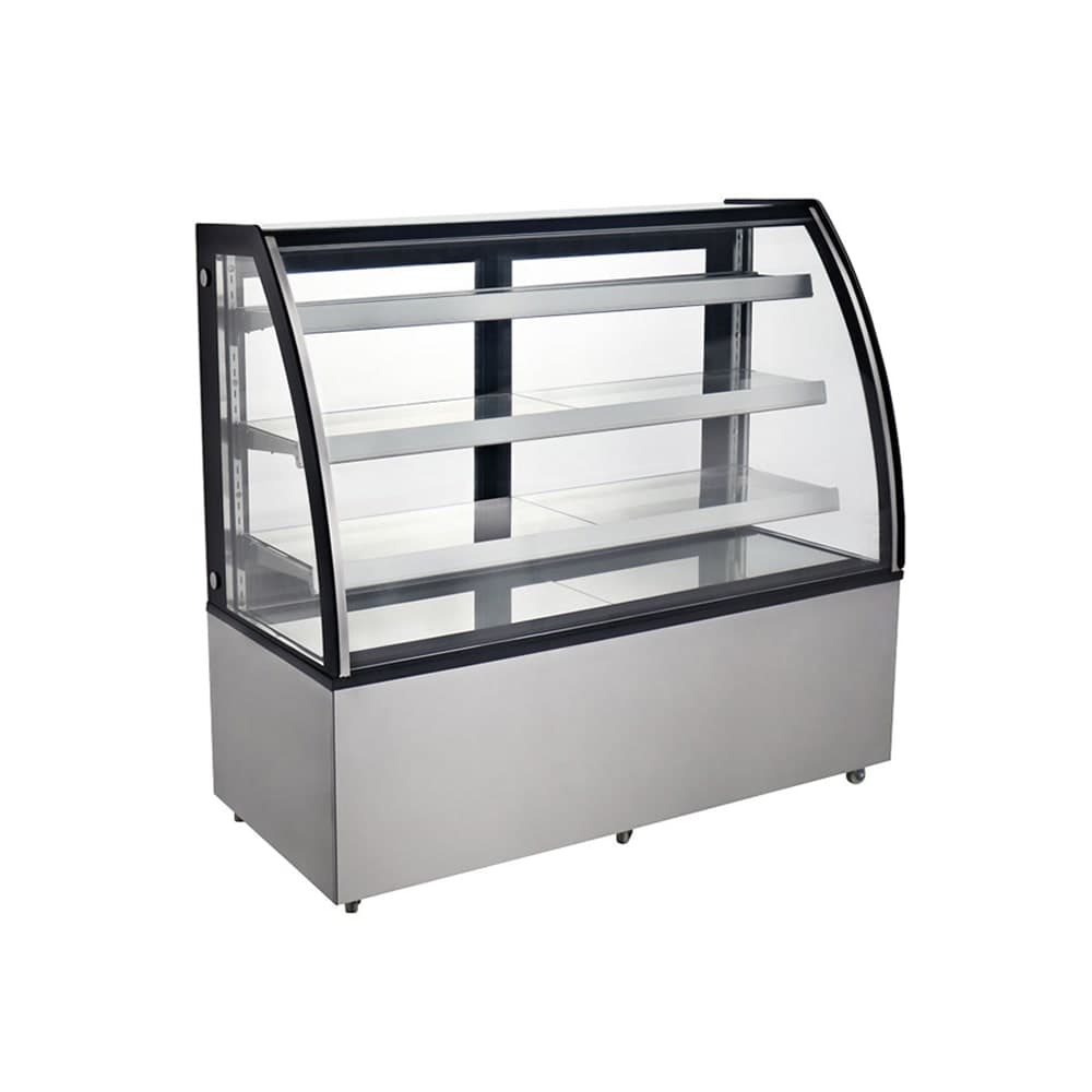 Omcan 72" Full Service Bakery Display Case w/ Curved Glass - (4) Levels, 110v (44504)