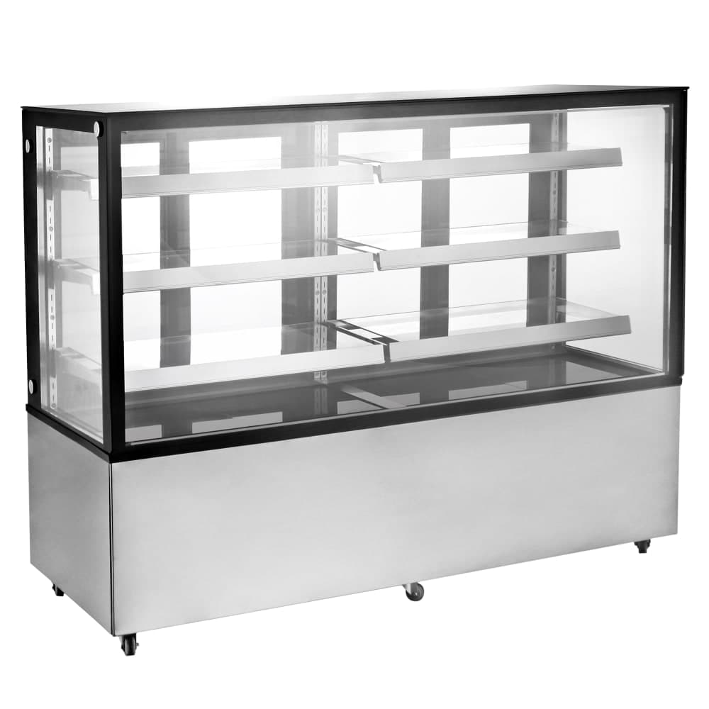 Omcan 71 4/5" Full Service Bakery Display Case w/ Straight Glass - (4) Levels, 110v (44505)
