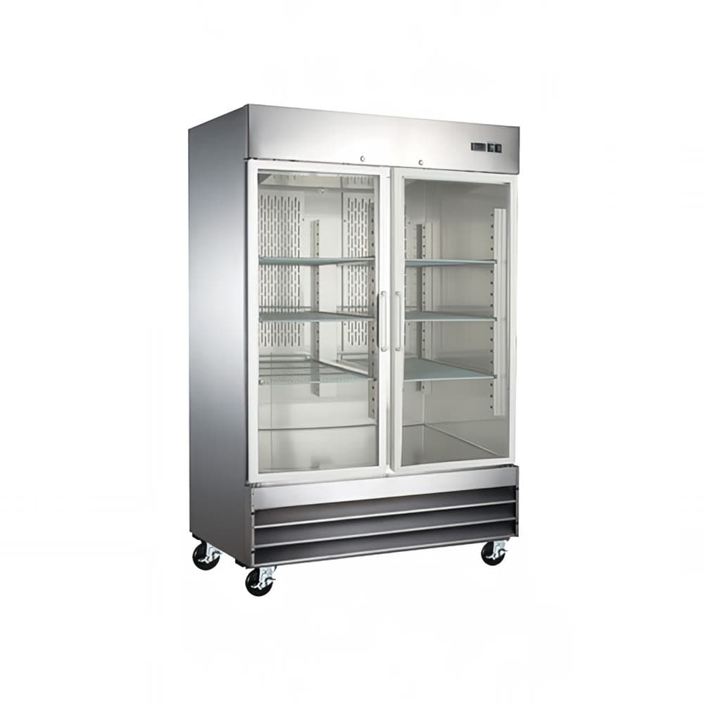 Omcan 54" Two Section Glass Door Merchandiser - (2) Left/Right Hinge Doors, Silver, 115v (51026)