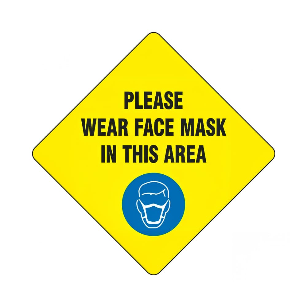 Accuform Signs MFS430 12" "Please Wear a Face Mask" Floor Sign - Laminated Adhesive Vinyl, Yellow