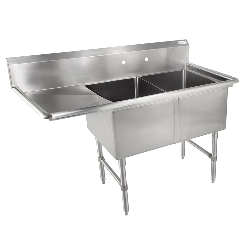 John Boos 2B18244-1D18L 58" 2 Compartment Sink w/ 18"L x 24"W Bowl, 14" Deep