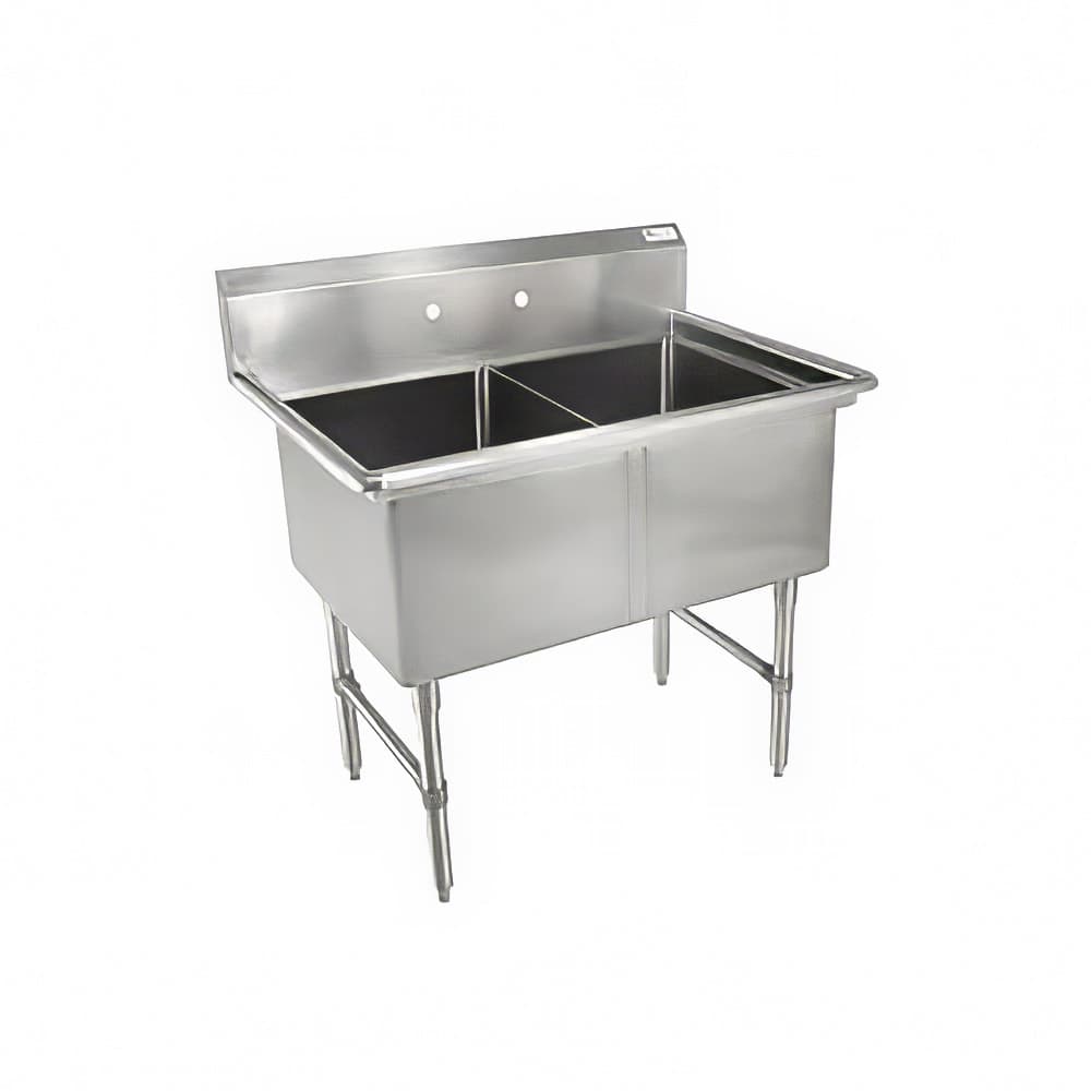 John Boos 2B244 53" 2 Compartment Sink w/ 24"L x 24"W Bowl, 14" Deep