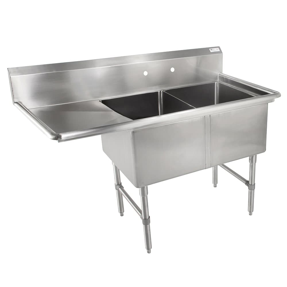 John Boos 2B244-1D24L 76" 2 Compartment Sink w/ 24"L x 24"W Bowl, 14" Deep