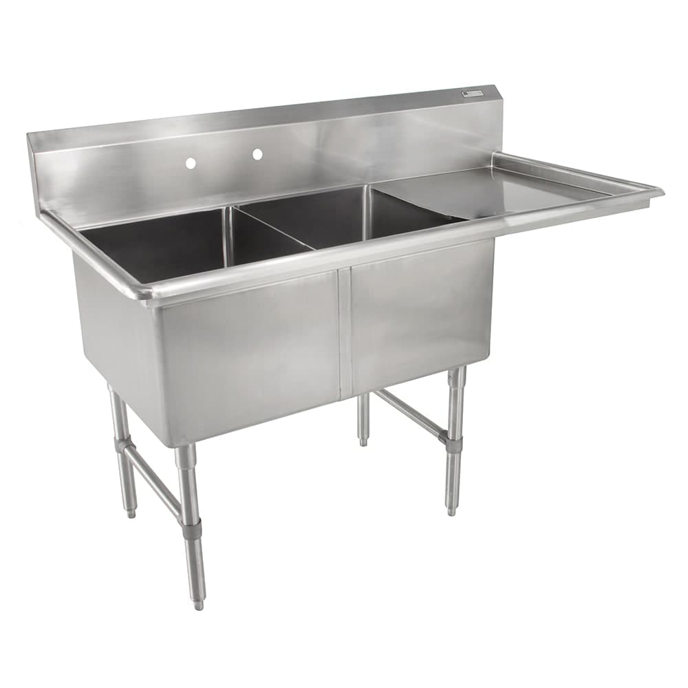 John Boos 2B244-1D24R 76" 2 Compartment Sink w/ 24"L x 24"W Bowl, 14" Deep