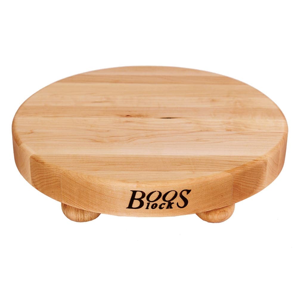 John Boos B12R 12" Round Cutting Board w/ Wooden Legs, Hard Rock Maple