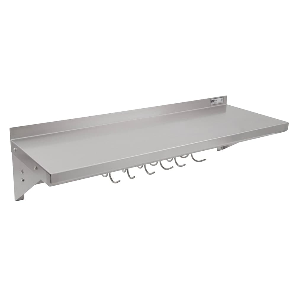 John Boos BHS1236PR Wall Shelf w/ Riser & 1 Bar Pot Rack, 36 x 12"