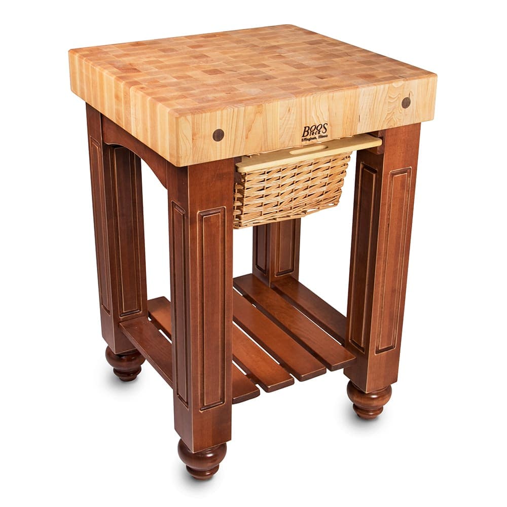 John Boos CU-GB25 25" Gathering Block Table, Hard Maple Top w/ Warm Cherry Stain Base