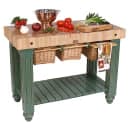 John Boos CU-GB4824 48" Gathering Block Table III, Hard Maple Top w/ Basil Green Base thumbnail 2