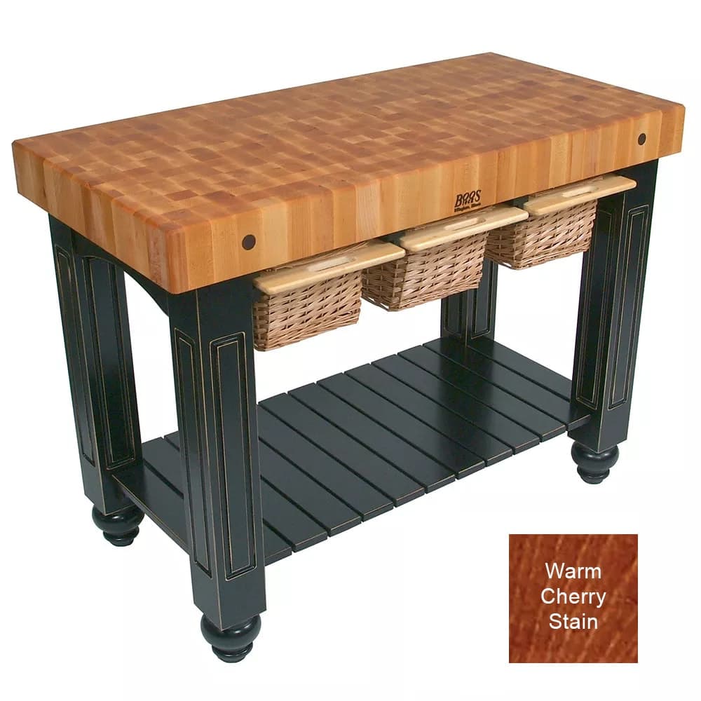 John Boos CU-GB4824 48" Gathering Block Table III, Hard Maple Top w/ Warm Cherry Stain Base