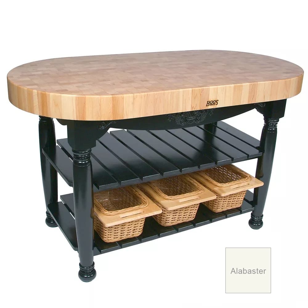 John Boos CU-HAR60 60" Oval Butcher Block, Hard Maple Top w/ Alabaster Base