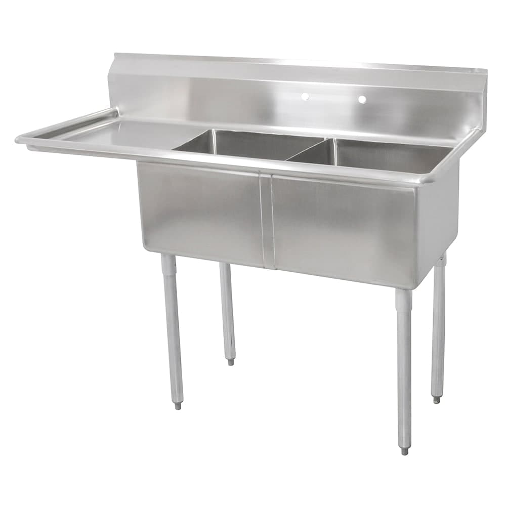 John Boos E2S8-24-14L24 74 1/2" 2 Compartment Sink w/ 24"L x 24"W Bowl, 14" Deep
