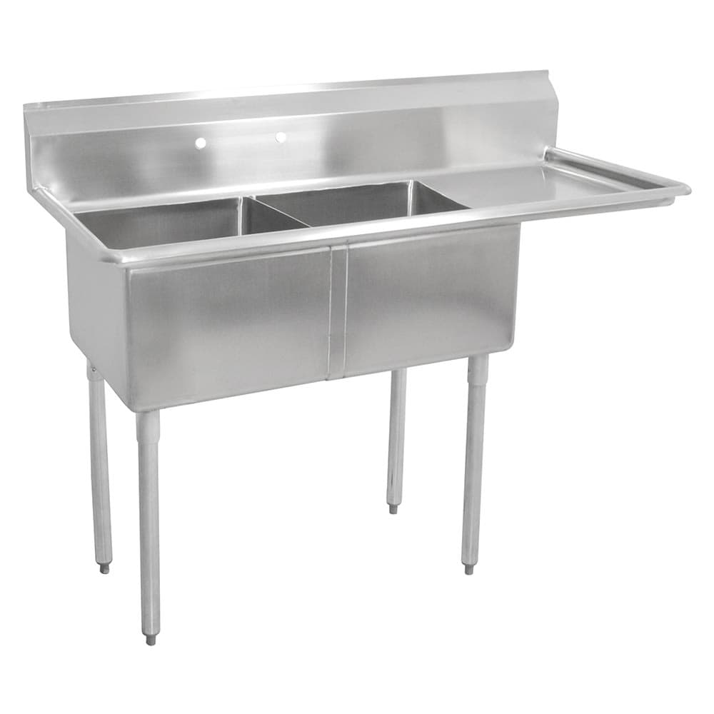 John Boos E2S8-24-14R24 74 1/2" 2 Compartment Sink w/ 24"L x 24"W Bowl, 14" Deep