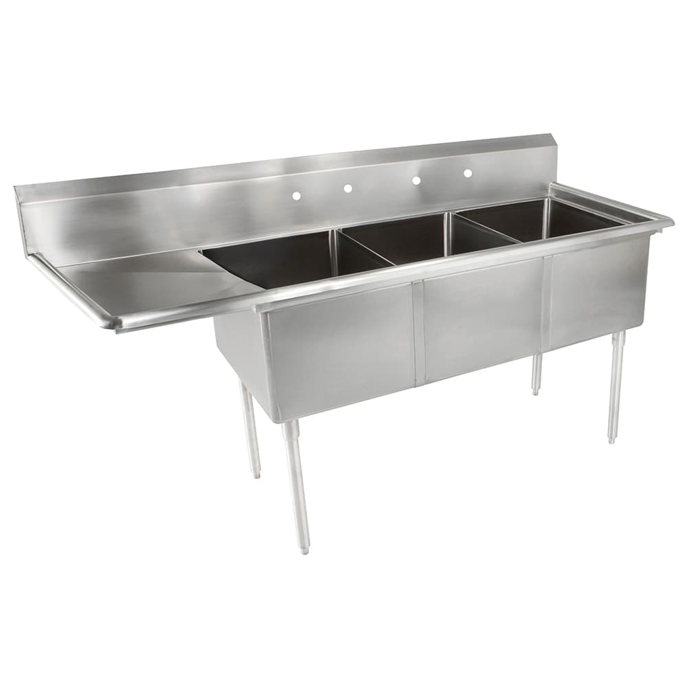 John Boos E3S8-24-14L24 98 1/2" 3 Compartment Sink w/ 24"L x 24"W Bowl, 14" Deep