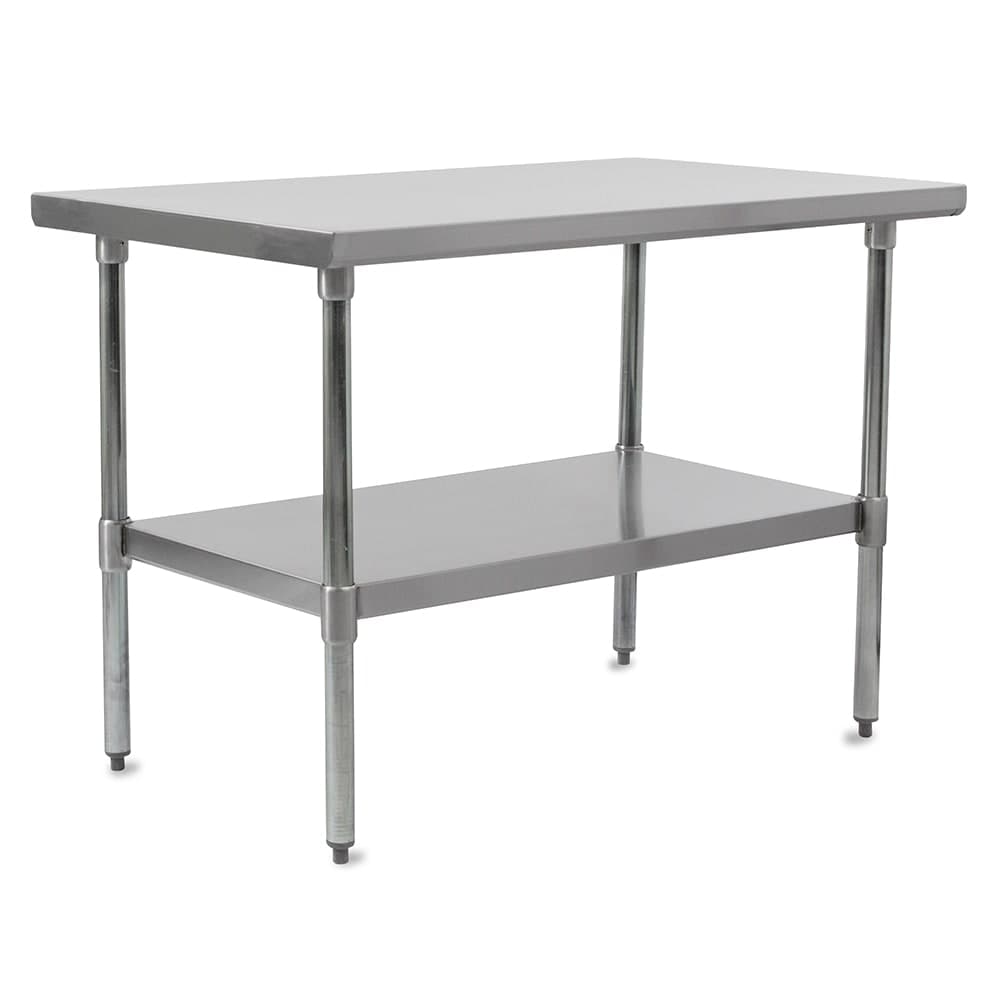John Boos FBLS2418 24" 18 ga Work Table w/ Undershelf & 430 Series Stainless Flat Top