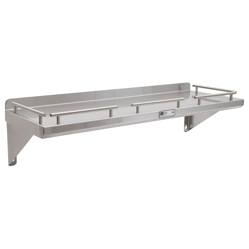 John Boos GRWS24 Solid Wall Mounted Shelf, 24"W x 12"D, Stainless