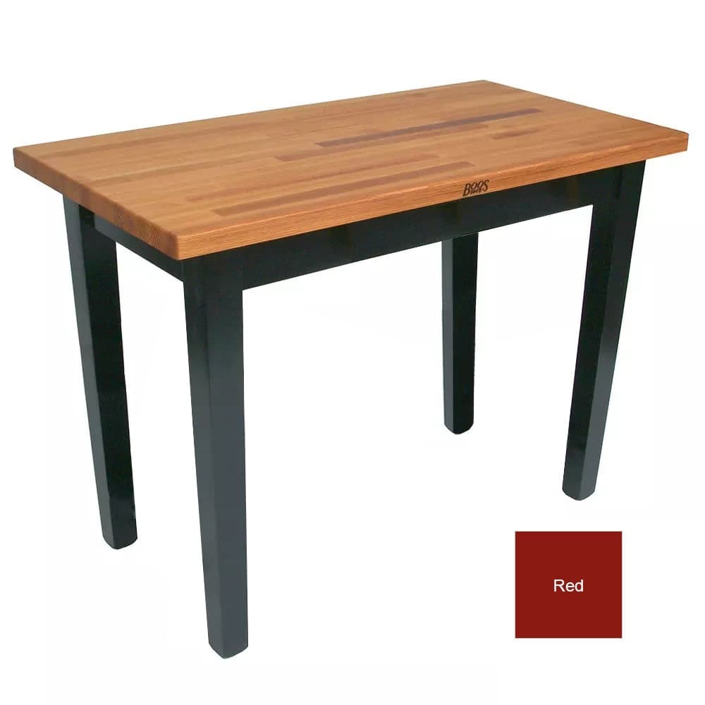 John Boos OC4825 American Heritage Oak C Table, 48 x 25 x 35" H, Barn Red