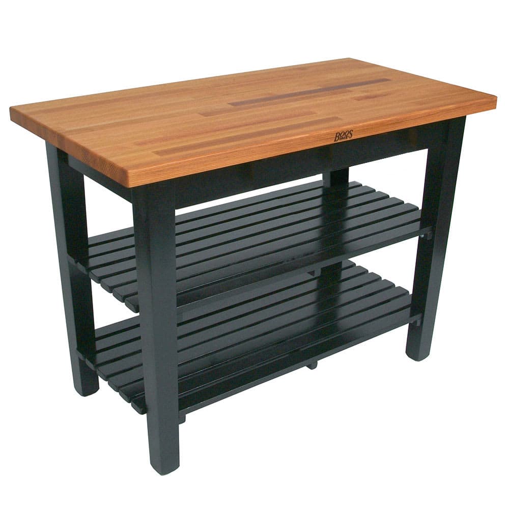 John Boos OC6025-2S American Heritage Oak C Table, 2 Shelves, 60 x 35" H, Black