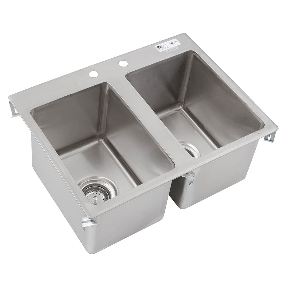 John Boos PB-DISINK101410-2 (2) Compartment Drop-in Sink - 10" x 14", Drain Included