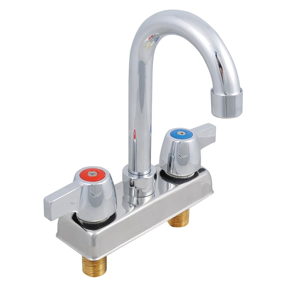 John Boos PBF-4-D-LF Deck Mount Faucet - 3 1/2" Gooseneck Spout, 4" Centers