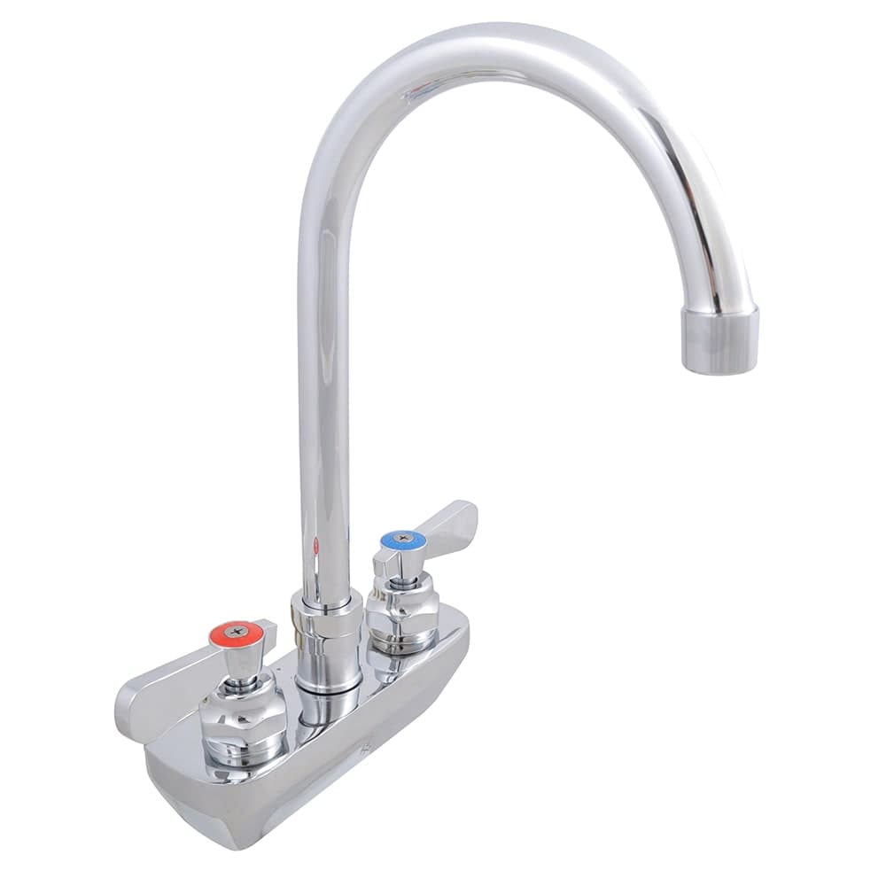 John Boos PBF-4SM-5GLF Splash Mount Faucet - 6" Gooseneck Spout, 4" Centers