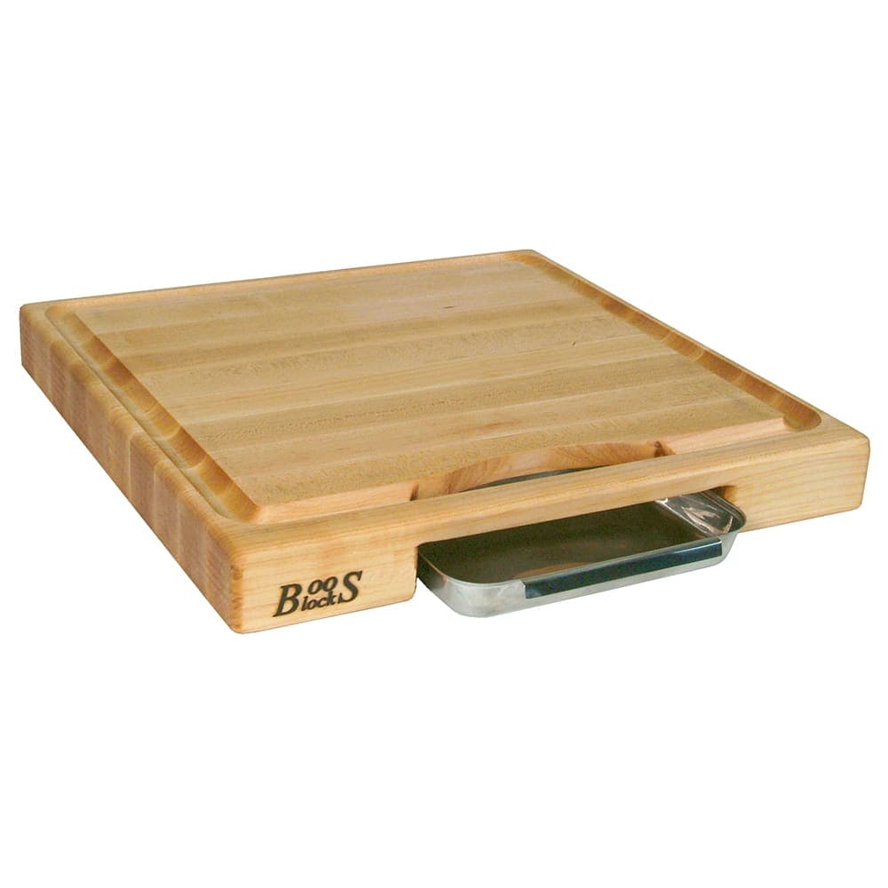 John Boos PM18180225-P Cutting Board Gift Collection w/ Pan & Maple Edge Grain, 18x18x2 1/4"