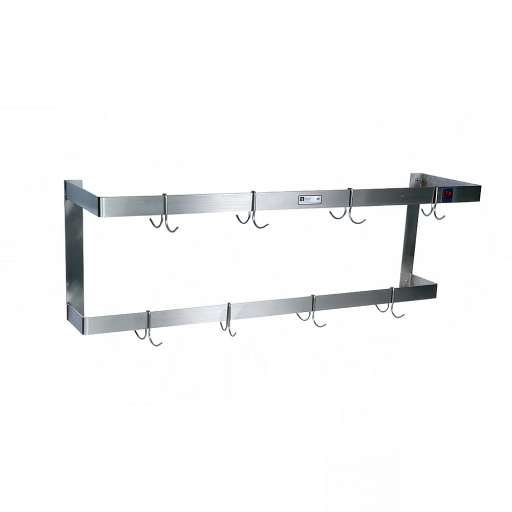 John Boos PRW25 120" Wall-Mount Pot Rack w/ (20) Double Hooks, Stainless Steel