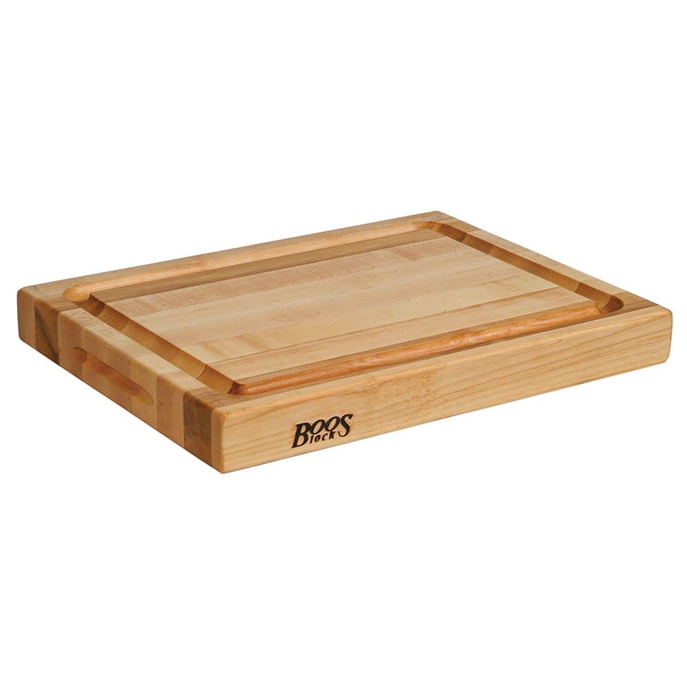 John Boos RA02-GRV Cutting Board, Grooved w/ Handle Grips, 15x20x2 1/4", Hard Rock Maple