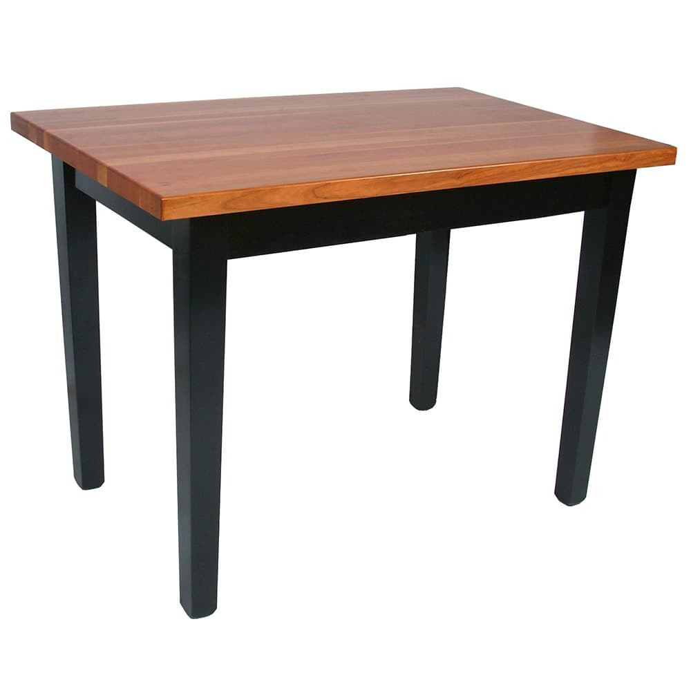 John Boos RN-C4836-2S Le Classique Table, 1 1/2" Edge Grain Cherry, Black Base, 2 Shelves, 48 x 36"