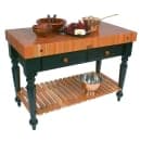 John Boos RN-LR04-SSL Le Rustica Table, 4" Thick End Grain Cherry Top, Shelf, Black Base, 30 x 24" thumbnail 2