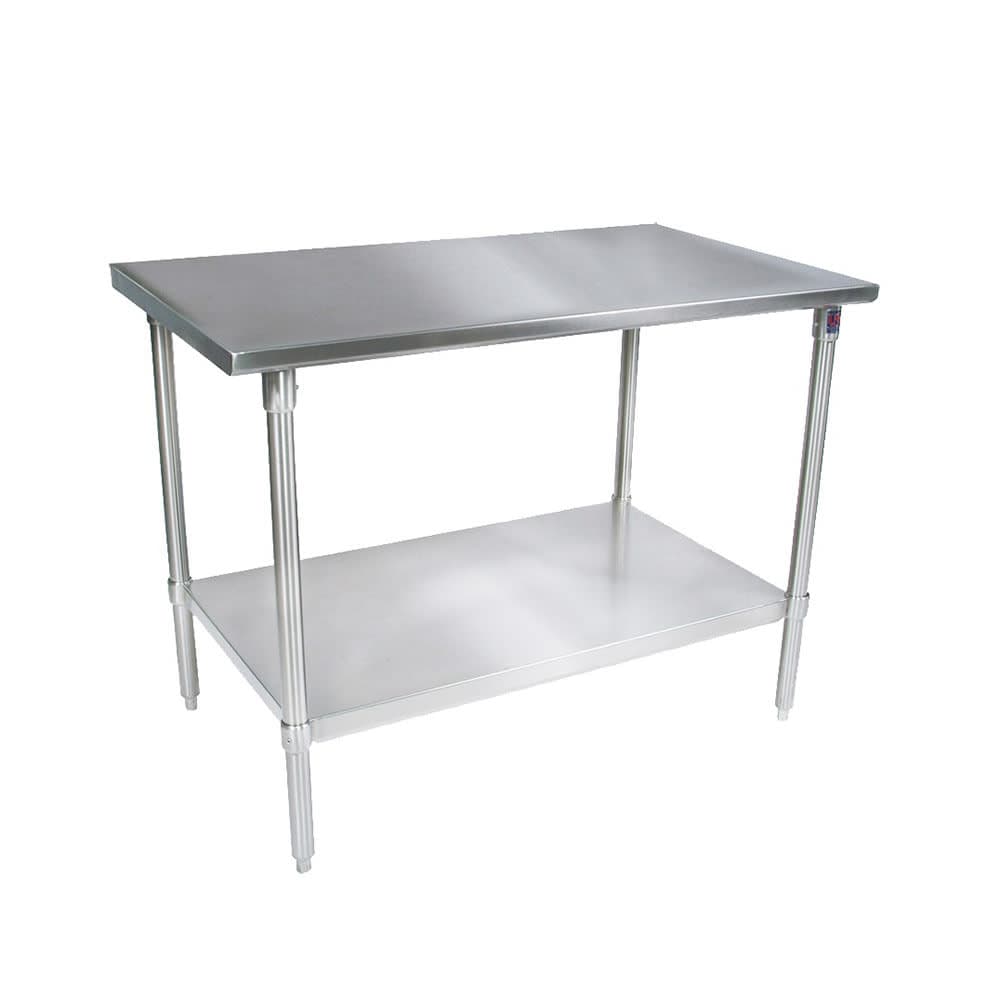 John Boos ST4-2448SSK 48" 14 ga Work Table w/ Undershelf & 300 Series Stainless Flat Top