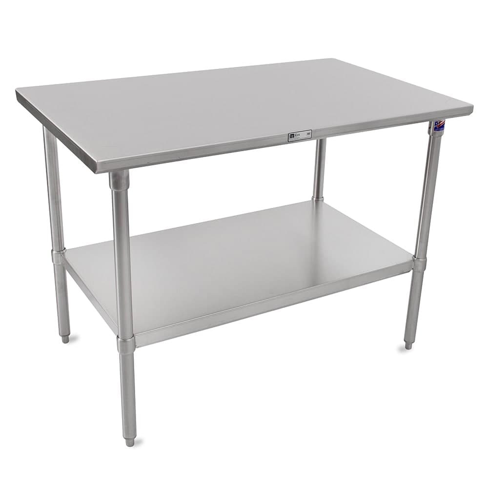 John Boos ST6-2448SSK-X 48" 16 ga Work Table w/ Undershelf & 300 Series Stainless Flat Top