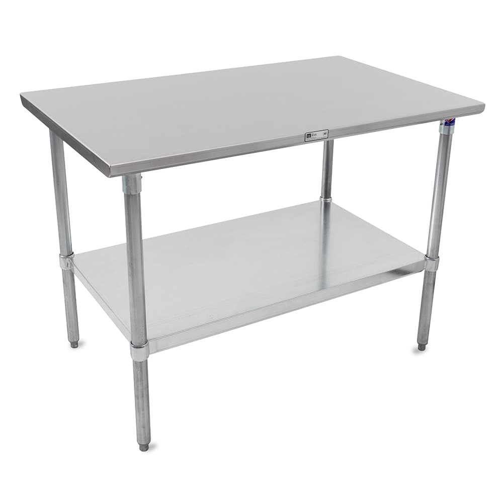 John Boos ST6-3096GSK-X 96" 16 ga Work Table w/ Undershelf & 300 Series Stainless Flat Top