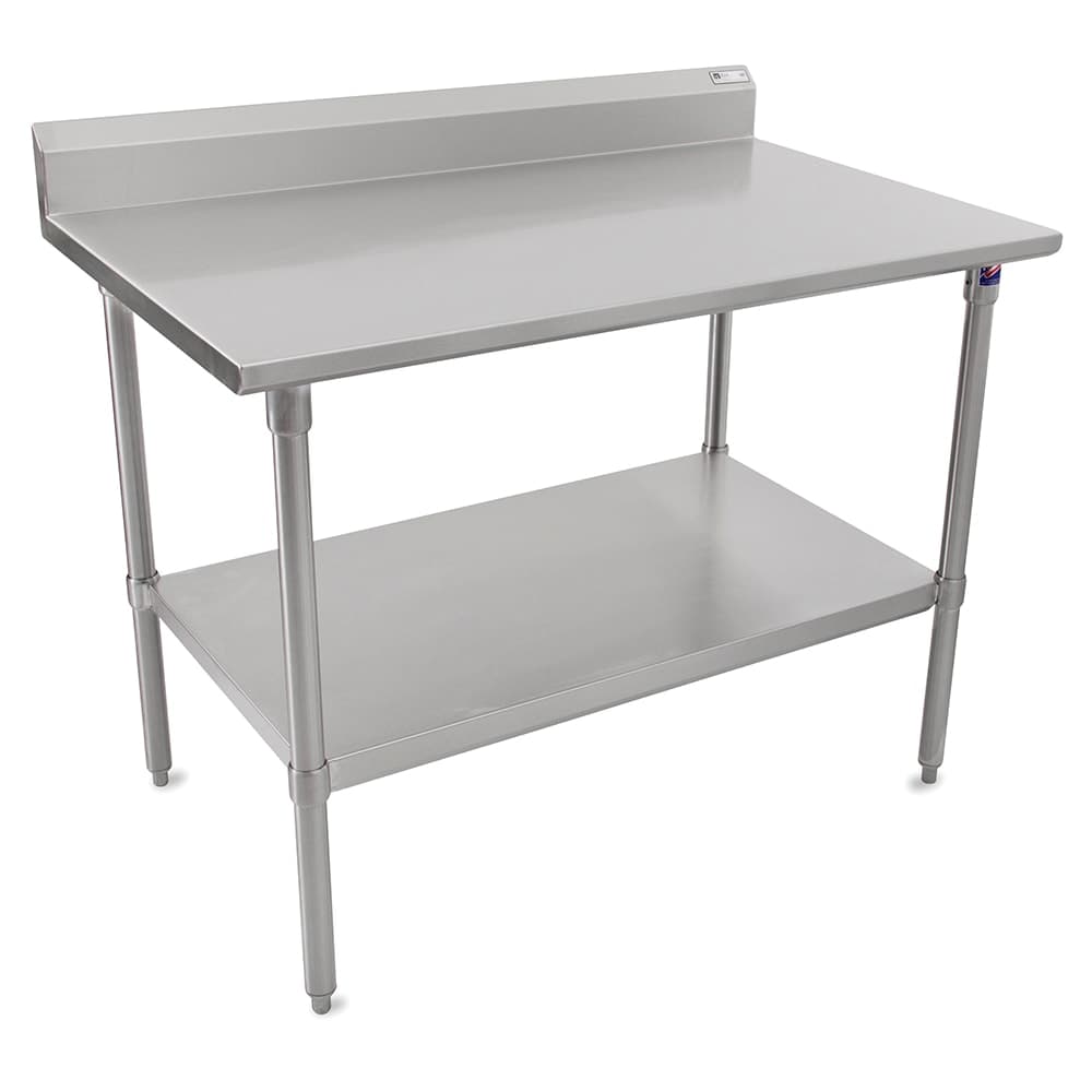 John Boos ST6R5-2472SSK-X 72" 16 ga Work Table w/ Undershelf & 300 Series Stainless Top, 5" Backsplash